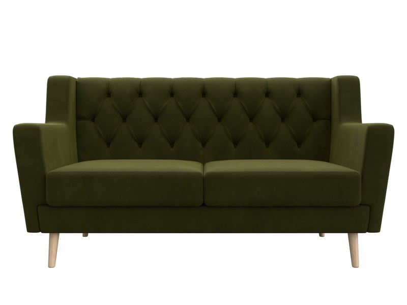 Диван кухонный прямой Брайтон 2 Люкс, Микровельвет, Зеленый