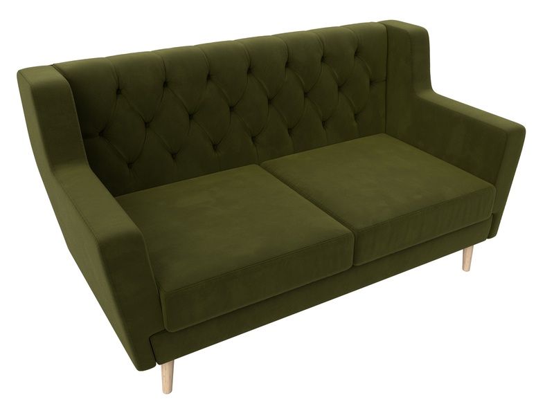 Диван кухонный прямой Брайтон 2 Люкс, Микровельвет, Зеленый