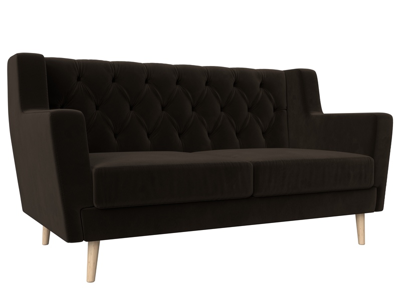 Диван кухонный прямой Брайтон 2 Люкс, Микровельвет, Коричневый