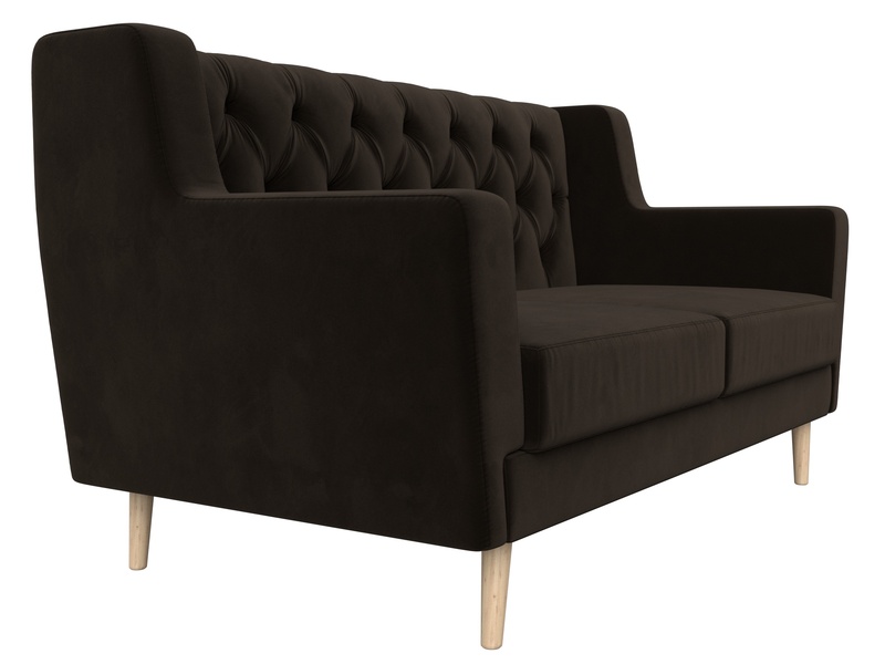 Диван кухонный прямой Брайтон 2 Люкс, Микровельвет, Коричневый