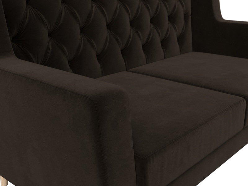 Диван кухонный прямой Брайтон 2 Люкс, Микровельвет, Коричневый