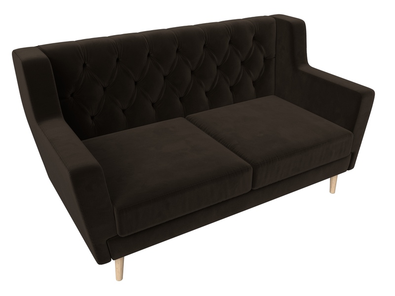 Диван кухонный прямой Брайтон 2 Люкс, Микровельвет, Коричневый