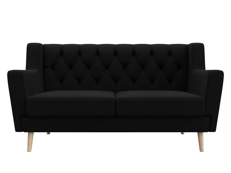 Диван кухонный прямой Брайтон 2 Люкс, Микровельвет, Черный