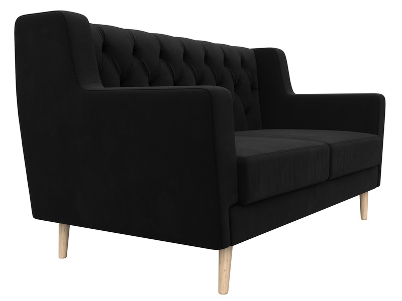 Диван кухонный прямой Брайтон 2 Люкс, Микровельвет, Черный