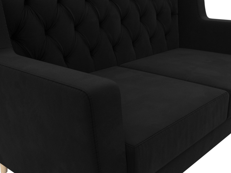 Диван кухонный прямой Брайтон 2 Люкс, Микровельвет, Черный