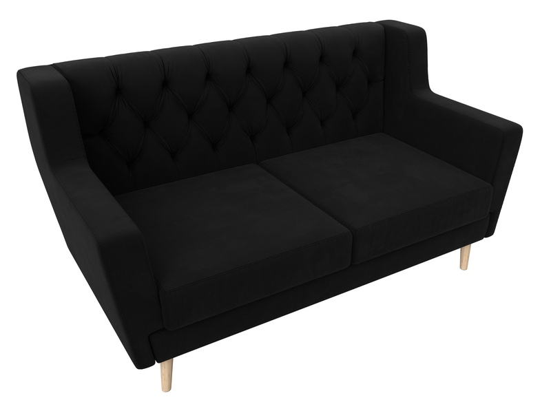 Диван кухонный прямой Брайтон 2 Люкс, Микровельвет, Черный