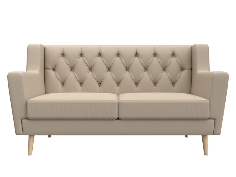 Диван кухонный прямой Брайтон 2 Люкс, Экокожа, Бежевый