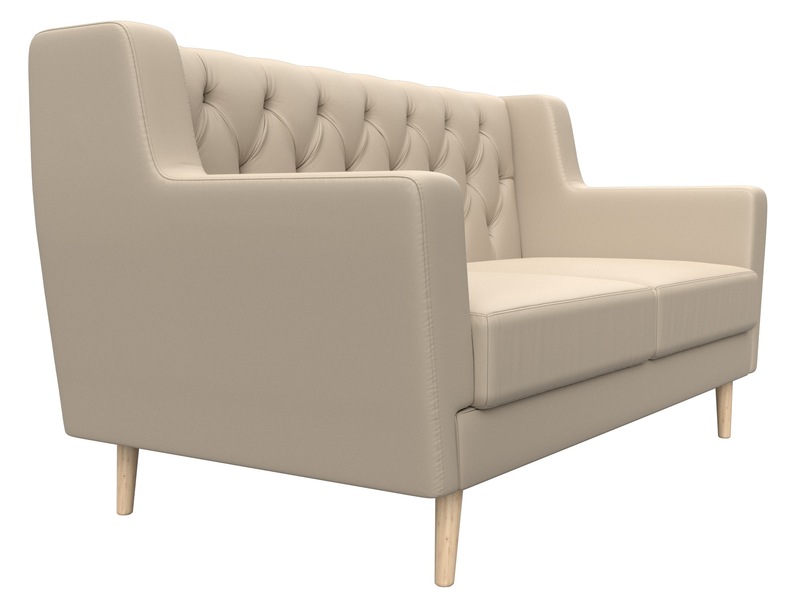 Диван кухонный прямой Брайтон 2 Люкс, Экокожа, Бежевый