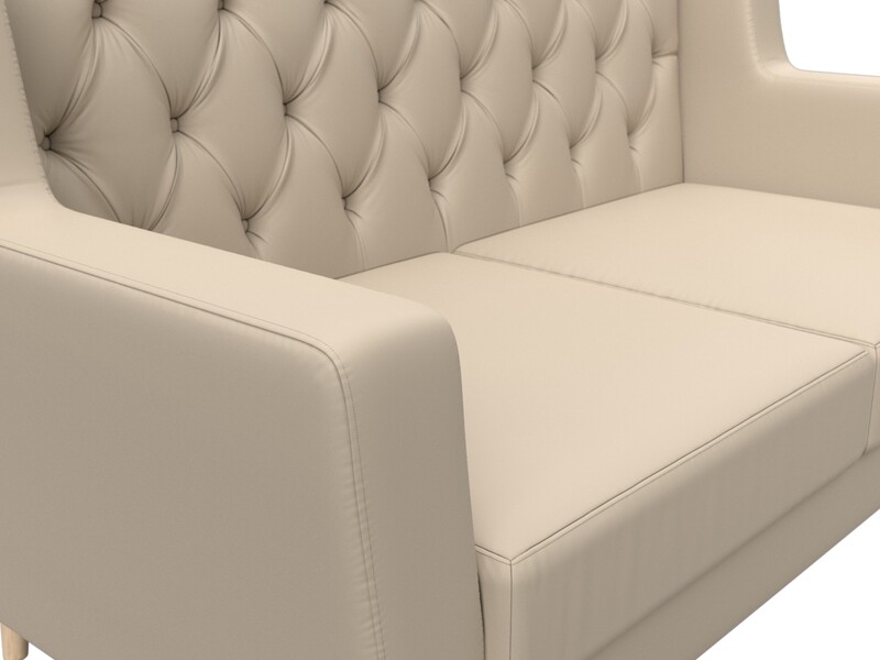 Диван кухонный прямой Брайтон 2 Люкс, Экокожа, Бежевый