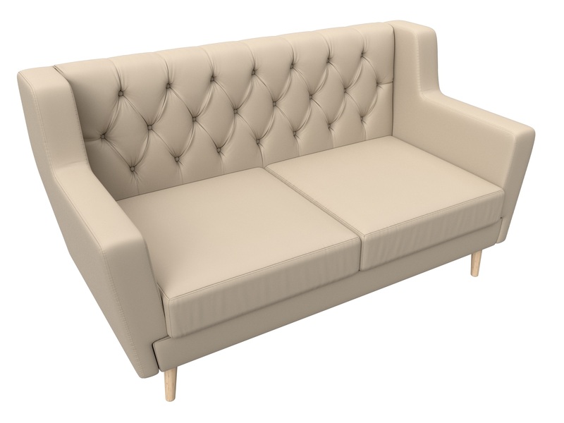 Диван кухонный прямой Брайтон 2 Люкс, Экокожа, Бежевый