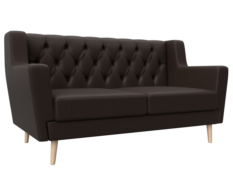 Диван кухонный прямой Брайтон 2 Люкс, Экокожа, Коричневый