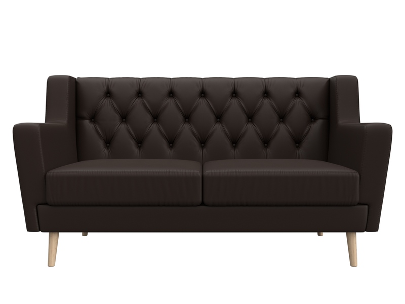 Диван кухонный прямой Брайтон 2 Люкс, Экокожа, Коричневый