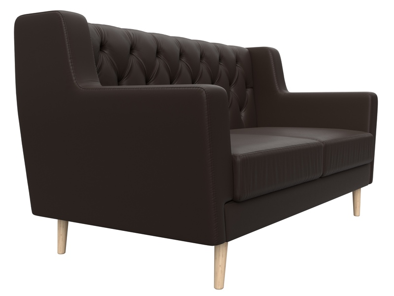 Диван кухонный прямой Брайтон 2 Люкс, Экокожа, Коричневый