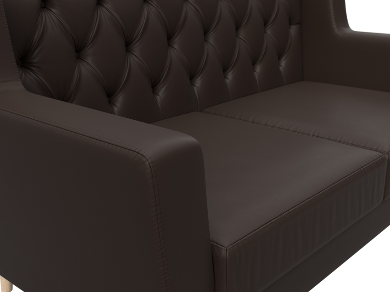 Диван кухонный прямой Брайтон 2 Люкс, Экокожа, Коричневый