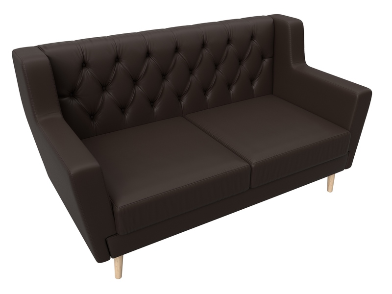 Диван кухонный прямой Брайтон 2 Люкс, Экокожа, Коричневый