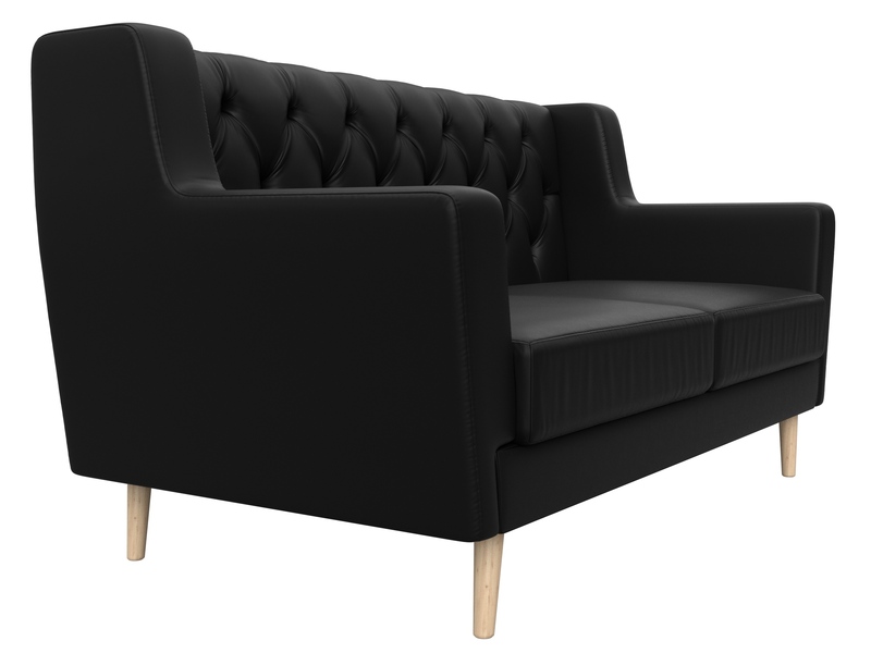 Диван кухонный прямой Брайтон 2 Люкс, Экокожа, Черный