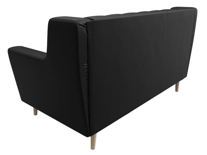 Диван кухонный прямой Брайтон 2 Люкс, Экокожа, Черный