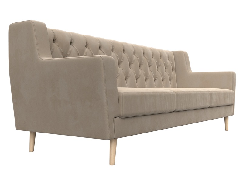 Диван кухонный прямой Брайтон 3 Люкс, Велюр, SEVEN 729 бежевый