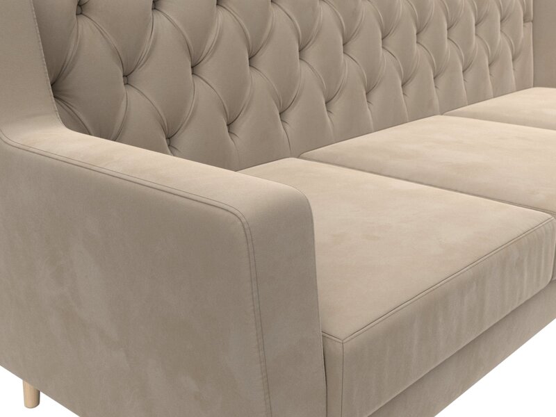 Диван кухонный прямой Брайтон 3 Люкс, Велюр, SEVEN 729 бежевый