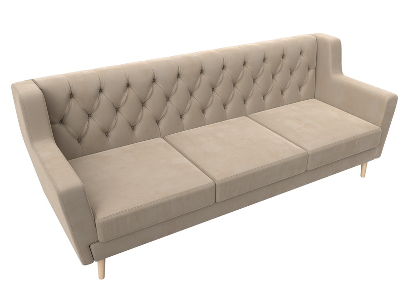 Диван кухонный прямой Брайтон 3 Люкс, Велюр, SEVEN 729 бежевый