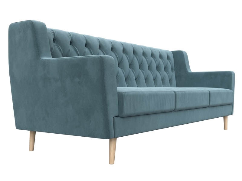 Диван кухонный прямой Брайтон 3 Люкс, Велюр, SEVEN 113 бирюзовый