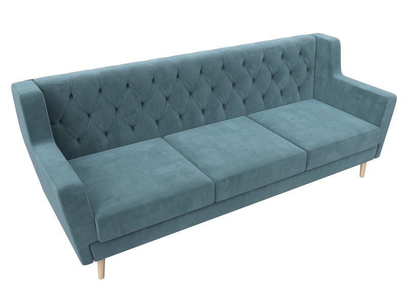 Диван кухонный прямой Брайтон 3 Люкс, Велюр, SEVEN 113 бирюзовый