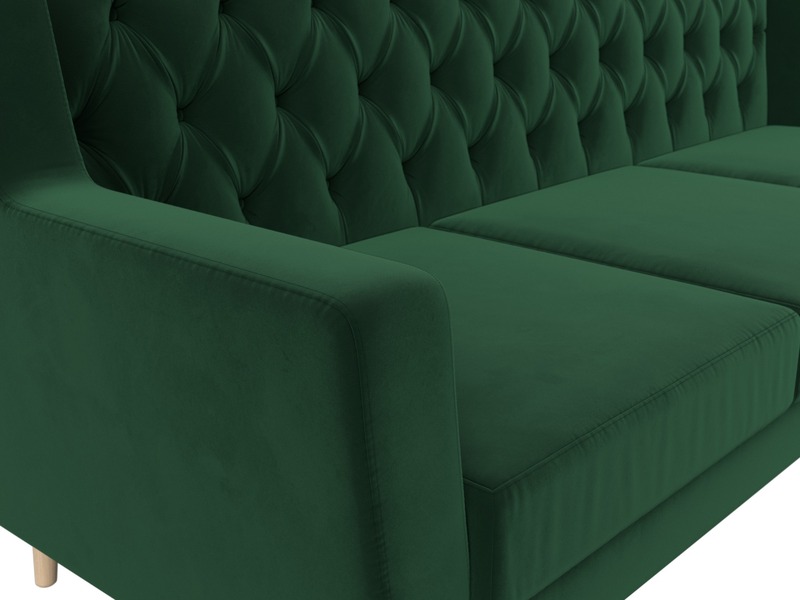 Диван кухонный прямой Брайтон 3 Люкс, Велюр, SEVEN 626 зеленый