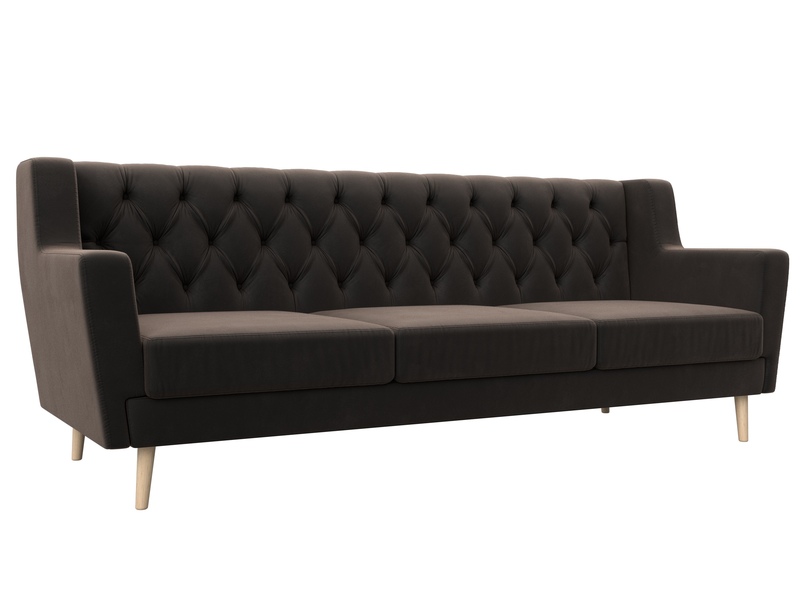 Диван кухонный прямой Брайтон 3 Люкс, Велюр, SEVEN 727 коричневый