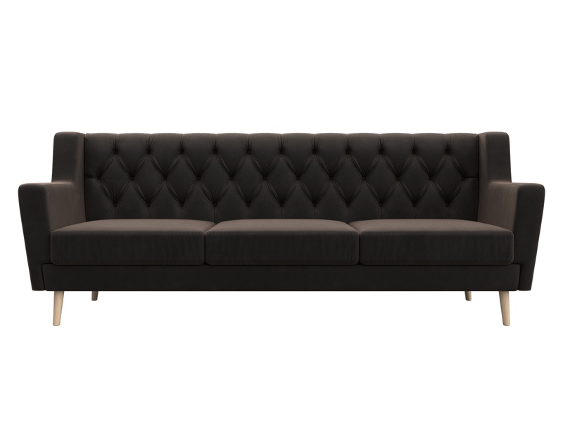 Диван кухонный прямой Брайтон 3 Люкс, Велюр, SEVEN 727 коричневый