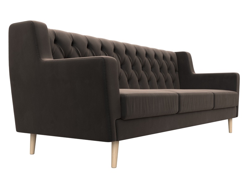 Диван кухонный прямой Брайтон 3 Люкс, Велюр, SEVEN 727 коричневый