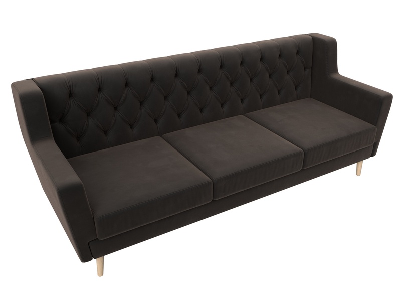 Диван кухонный прямой Брайтон 3 Люкс, Велюр, SEVEN 727 коричневый