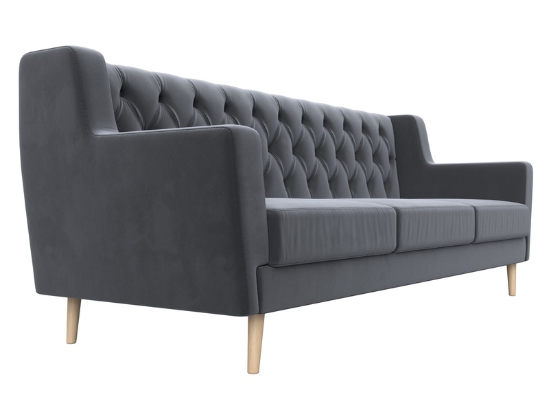 Диван кухонный прямой Брайтон 3 Люкс, Велюр, SEVEN 17 серый