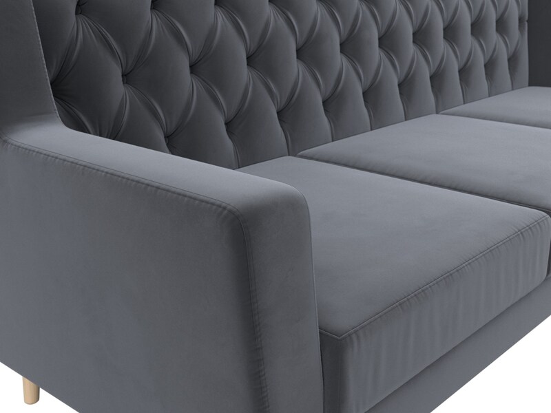 Диван кухонный прямой Брайтон 3 Люкс, Велюр, SEVEN 17 серый