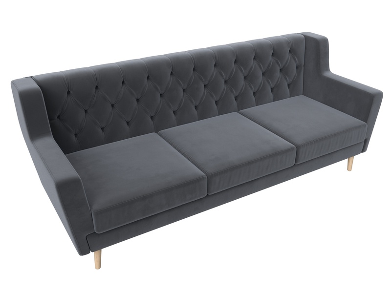 Диван кухонный прямой Брайтон 3 Люкс, Велюр, SEVEN 17 серый