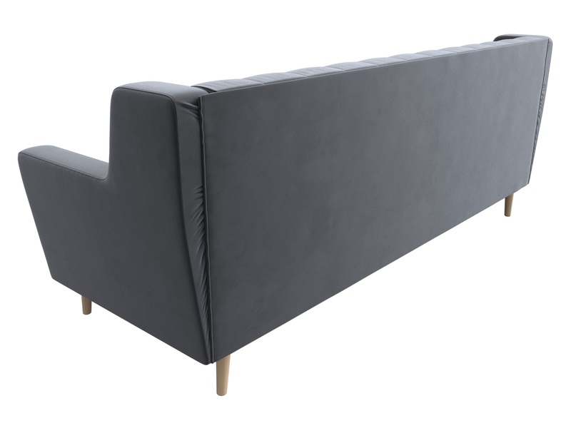 Диван кухонный прямой Брайтон 3 Люкс, Велюр, SEVEN 17 серый