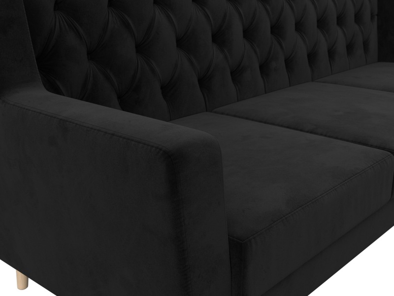 Диван кухонный прямой Брайтон 3 Люкс, Велюр, SEVEN 35 черный