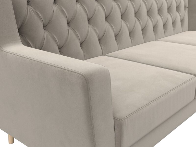 Диван кухонный прямой Брайтон 3 Люкс, Микровельвет, Бежевый