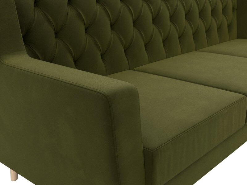Диван кухонный прямой Брайтон 3 Люкс, Микровельвет, Зеленый