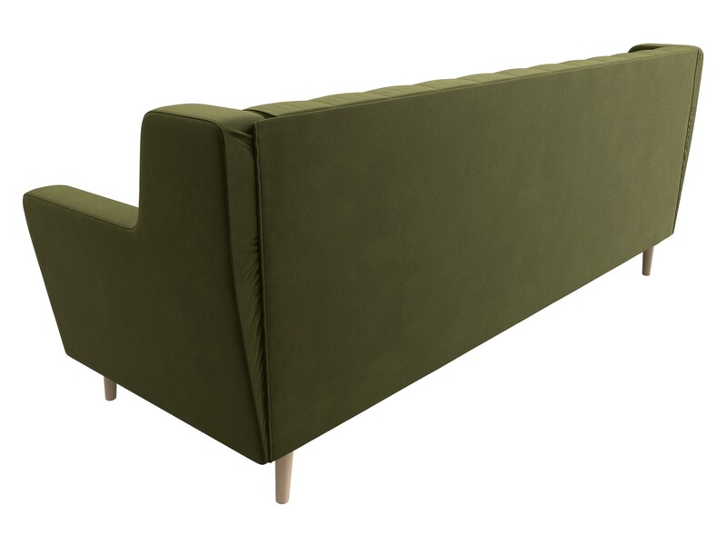 Диван кухонный прямой Брайтон 3 Люкс, Микровельвет, Зеленый