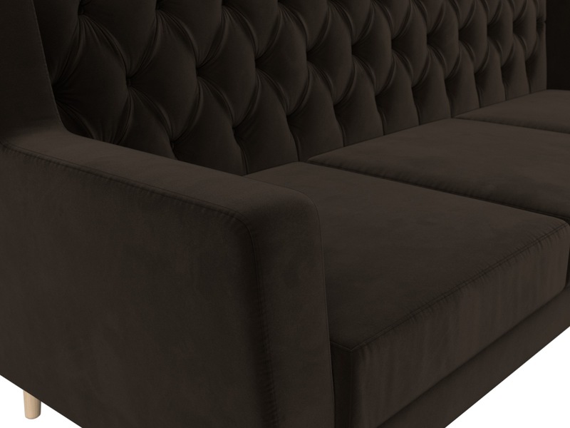 Диван кухонный прямой Брайтон 3 Люкс, Микровельвет, Коричневый