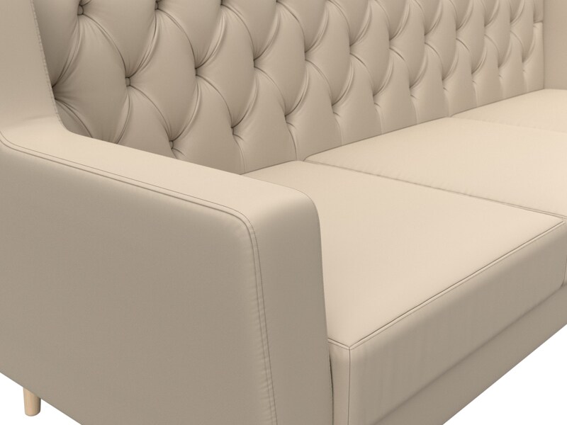 Диван кухонный прямой Брайтон 3 Люкс, Экокожа, Бежевый