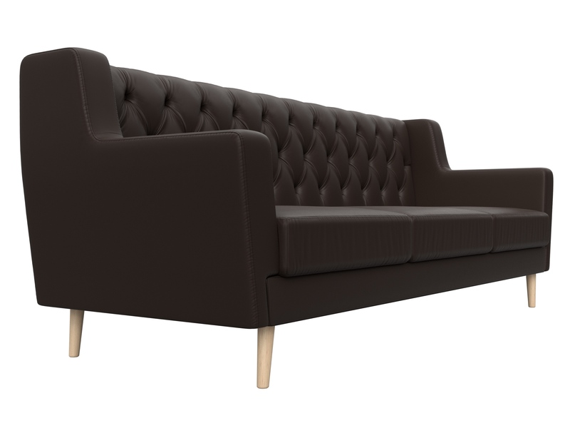 Диван кухонный прямой Брайтон 3 Люкс, Экокожа, Коричневый