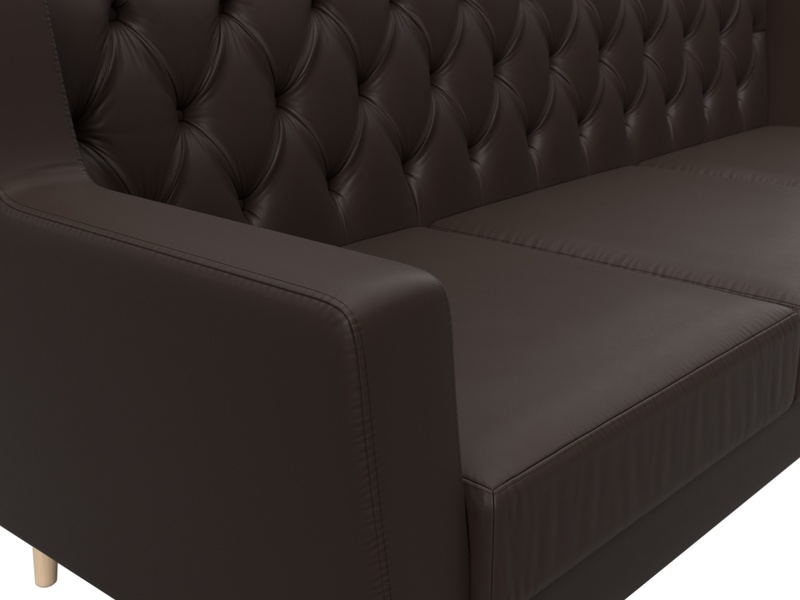 Диван кухонный прямой Брайтон 3 Люкс, Экокожа, Коричневый