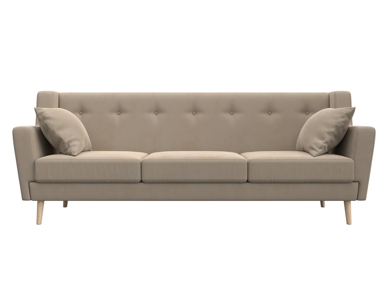 Диван кухонный прямой Брайтон 3, Велюр, SEVEN 729 бежевый