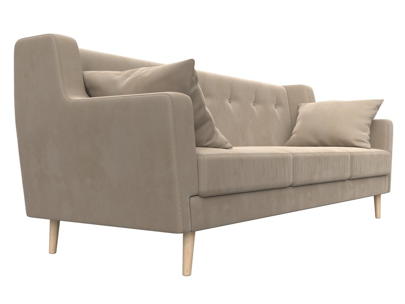 Диван кухонный прямой Брайтон 3, Велюр, SEVEN 729 бежевый