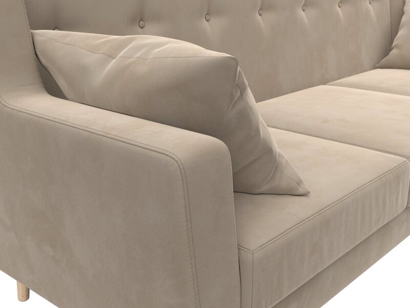 Диван кухонный прямой Брайтон 3, Велюр, SEVEN 729 бежевый