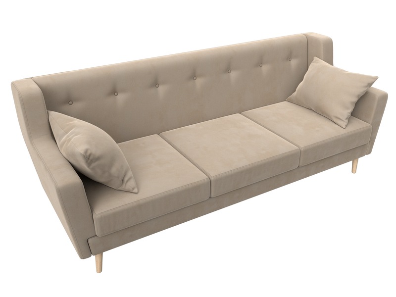 Диван кухонный прямой Брайтон 3, Велюр, SEVEN 729 бежевый