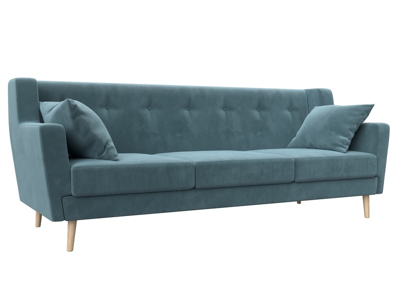 Диван кухонный прямой Брайтон 3, Велюр, SEVEN 113 бирюзовый