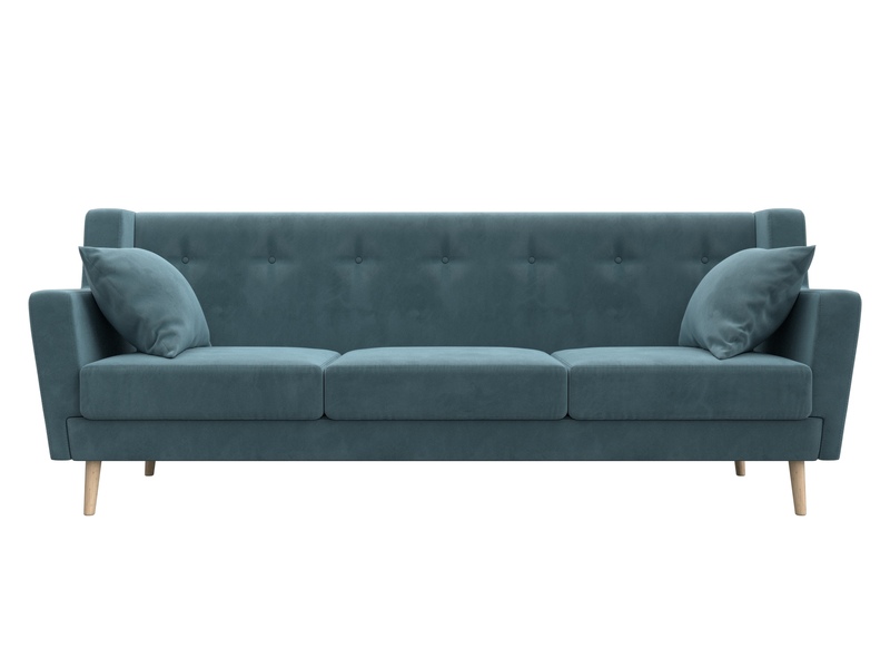 Диван кухонный прямой Брайтон 3, Велюр, SEVEN 113 бирюзовый