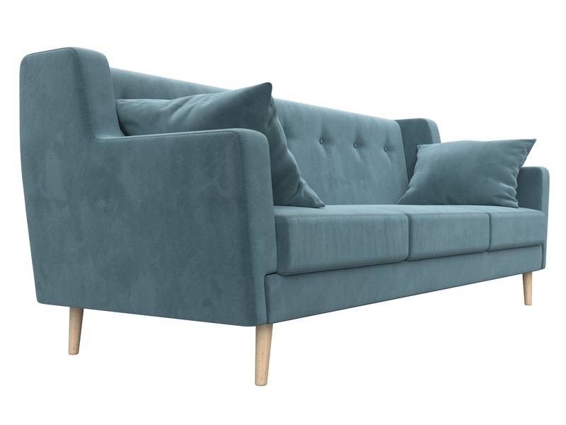 Диван кухонный прямой Брайтон 3, Велюр, SEVEN 113 бирюзовый